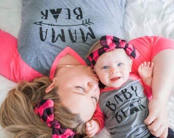 Mama Bear Shirt Set, Mommy and Me Shirts, Mommy and Me Outfits, Mom and Son Shirts, Mom and Daughter Shirts, Family Shirts, Baby Bear Shirt
