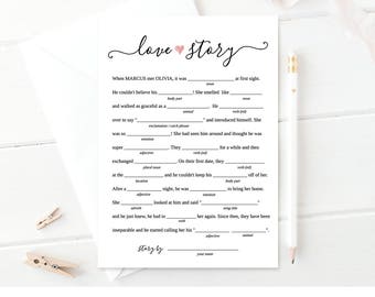 Bridal Shower Mad Libs Printable | Funny Bridal Shower Game | DIY Wedding Shower Wed Libs | Editable Template | Instant Download #030-104BG