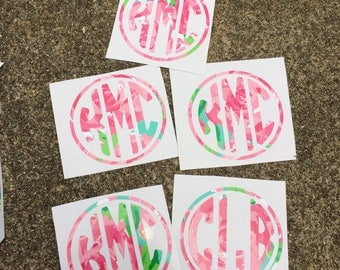 Lilly Pulitzer Decal, Lilly Pulitzer Monogram Decal, Lilly Pulitzer Decal for Yeti Cup, Lilly Pulitzer Car Decal, Laptop Decal