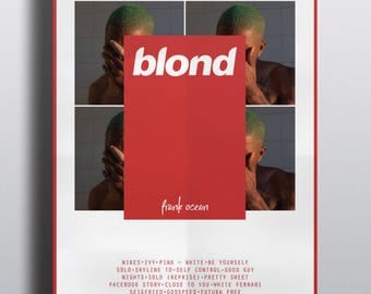 Frank ocean blonde poster, frank ocean album art blonde poster, frank ocean art, frank ocean blonde, frank ocean album print poster