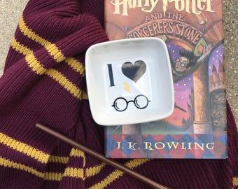 Harry Potter Gift- Harry Potter Ring Dish - I Heart Harry Potterr Jewelry Ring Dish - HP Fan Art - Ring Holder - Mother's Day Gift - Trinket