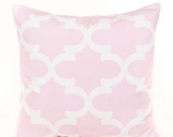 SALE ENDS SOON Pink Lattice Baby Pillow Cover, Pink Nursery Pillow, Soft Pillow Cover, Girls Room Decor, Pink and White, Nursery Decor