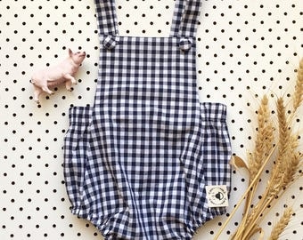 Gingham Cotton Unisex Baby Romper Onesie Overall Bodysuit