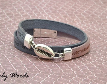 women purple violet leather bracelet LOVE HEART HOPE