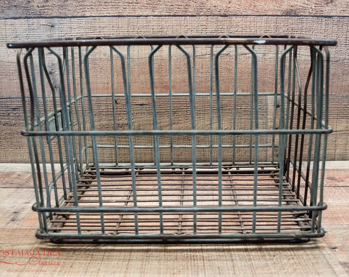 Wire Milk Crate | Metal Milk Crate | Milk Bottle Crate | Vintage Metal Storage | Warner's Dairy | Industrial Storage | Steampunk Supply