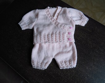 wrap and hand knitted bloomers size 3 months