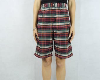 VINTAGE Classic 80s Madras Check Shorts Size S 8-10
