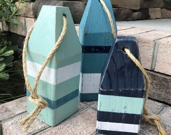 Lobster Buoys (Set of 3) - Wooden Buoys, Nautical Decor, Buoy Decor, Ocean Decor, Beach Decor