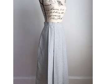 Vintage Blue and White Skirt, 80s Midi Skirt, Vintage Midi Skirt, Pleated Skirt