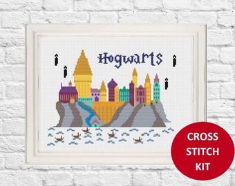 Hogwarts Cross Stitch Pattern, Harry Potter Cross Stitch Pattern, Hogwarts School, Hogwarts, Beginners Cross Stitch, Modern Cross Stitch Kit