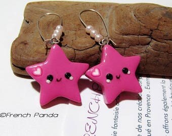 Stars kawaii polymer clay earrings