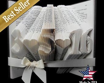 First Anniversary Gift, Anniversary Gift For Her, Paper Anniversary, Wedding Date Book, Anniversary Gift For her, Folded Book Art Sculpture