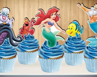 The Little Mermaid Cupcake Toppers, The Little Mermaid Cake Topper, The Little Mermaid Cupcake Pick, Cake Pop, Digital File, You Print