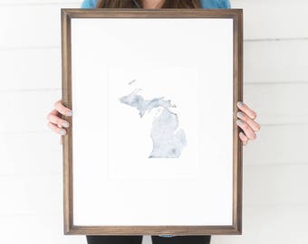 Michigan Watercolor, Michigan Print, Michigan Home, Michigan Wall Art, Michigan Painting, MI state, Michigan Wall Decor, Michigan, MI