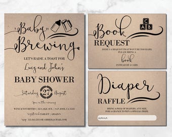 Baby is Brewing | Baby Q Shower Invitations | Baby-Q Shower  | Rustic Baby Shower | Couples Baby Shower | Baby BBQ | Beer & BBQ| Shabby Chic