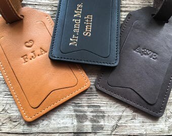 Leather luggage tag Personalized luggage tag Custom luggage tag Monogram luggage tag Mr and Mrs Luggage Tag Wedding favors Bag tags