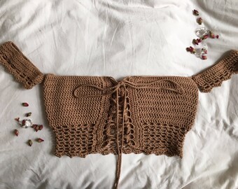 Ophelia Crochet Crop Top, Fair Trade Top, Crochet Bralette, Organic Top, Ethical Fashion, Boho, Crochet Bikini, Festival Top, Crochet Tee
