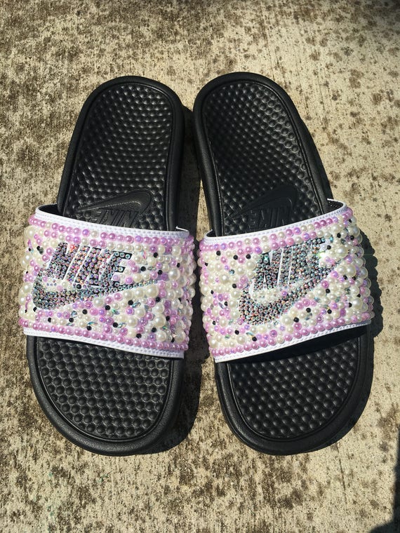 Bedazzled custom-made Nike Slides