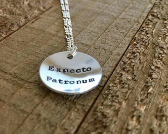Harry Potter necklace-expecto patronum necklace-7/8" necklace- handstamped necklace -gift