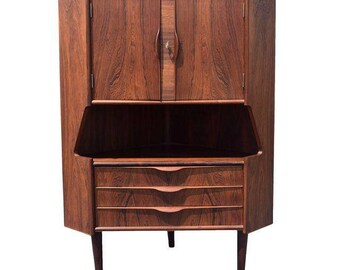 Vintage Danish Modern Rosewood Corner Cabinet Dry Bar