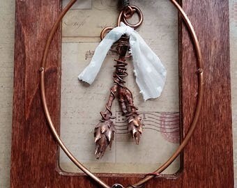 Metal Wall Art/Natural Home Decor/Framed Copper Art/Copper Mountain Laurel Seed Pods/One of a Kind/Artisan Crafted/Copper Witch Designs