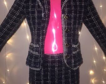 Rare Vintage 1980s St John by Marie Gray Wool Skirt Suit