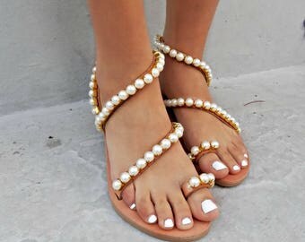 Pearl sandals | Etsy