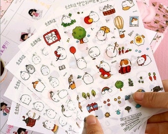 Japanese Kawaii mini fat rabbit Stickers Set for Card-making, album, diary stickers, planner, instax Film, scrapbook pages, Birthday card
