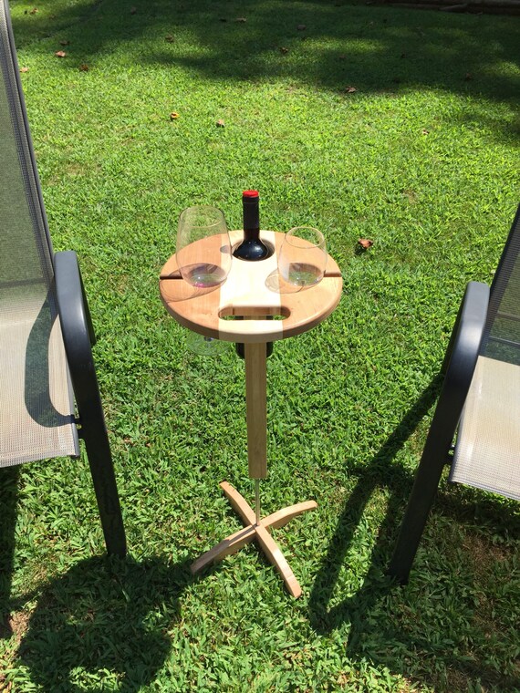 Custom wooden portable folding wine/beverage table detachable
