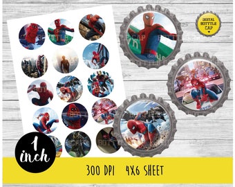 COD171-50% OFF SALE Spiderman Collage Sheet-1 inch Bottlecap-Printable Image Download for pendants magnets party bottle cap Marvel