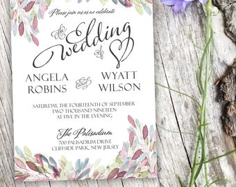 Rustic Wedding Invitation Set | Customizable hand-painted wedding invitations for every price range | Free shipping and digital proofs
