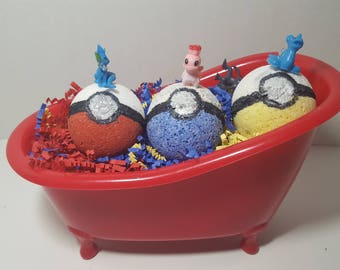 Kids Surprise Pokemon Bath Bombs-Natural Organic Handmade Kids Bath Bomb, Pokemon Bath Fizz, Mystery Bath Bomb, Pokemon Bath Bomb in Bathtub