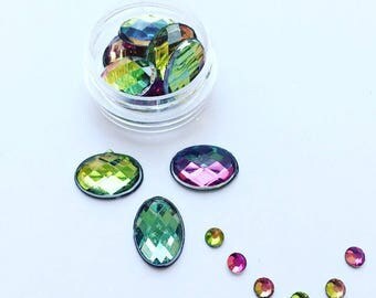 Rainbow Oval Face Gems