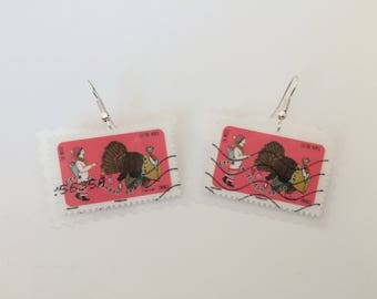 Stamp saying Turkey earrings