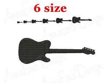 Guitar Embroidery Design. Guitar Silhouette. Machine Embroidery Design. Guitar Design. Mini Guitar Design. Rock Guitar Embroidery