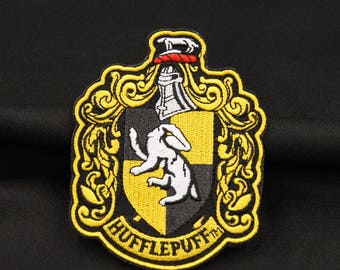 Harry Potter HufflePuff Hogwarts School House Badge Embroidered Applique Tactical Patch. Iron On Hook Backing 4"