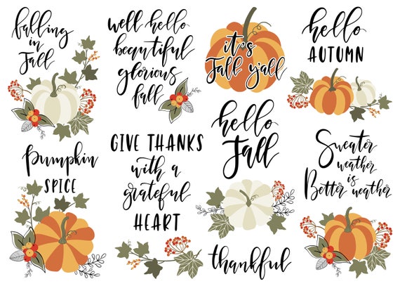 autumn fall lettering quote clipart pumpkin