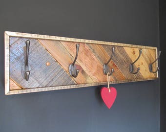 Pallet coat rack, rustic, unique, reclaimed wood pallet furniture, hook rack