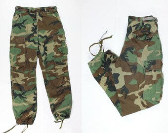 Vintage Army Pants Camouflage High Waist Military Combat Uniform Small / Medium