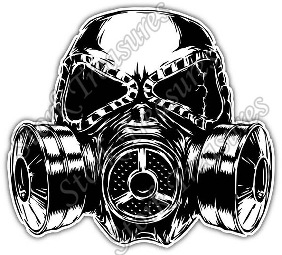 Gas Mask Sketch Biohazard Poison Toxic Car Bumper Vinyl