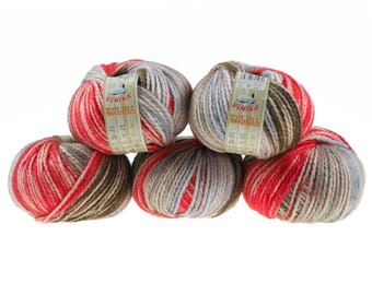 5 x 100 g yarn TULISA, #11 red sky