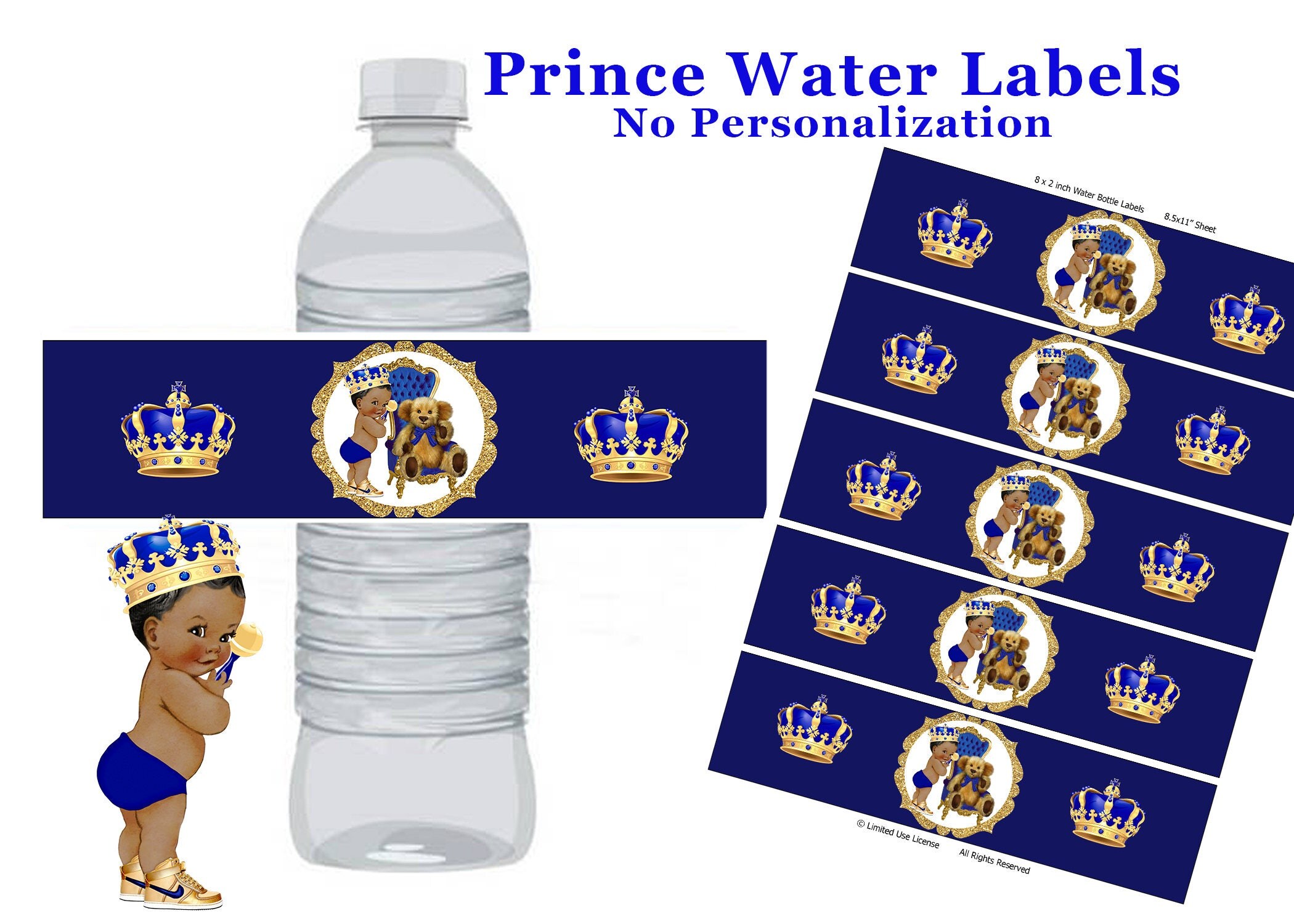 Royal Prince Water label Royal blue prince water label Royal
