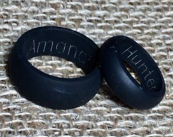 Personalized Silicone  Ring  Black Women s Silicone 