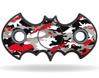 Red Camo - Fidget Spinner, Tri-Spinner, Fidget Spinner Decal, Fidget Spinner Sticker, Custom Fidget Spinner, Bat Shaped Spinner, Batman