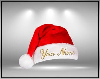 Santa Hat Customize Santa Hat Personalized Santa Hat Your Text Here Xmas Hat Your Name Hat Custom Family Name Santa Hat