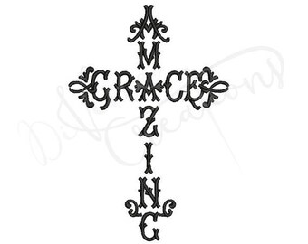 Amazing Grace Embroidery Design / Instant Download / Embroidery Design for Embroidery Machines, Christian Embroidery, Religious Embroidery
