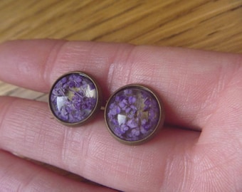 vintage earrings nature: real dried flowers