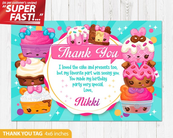 Num Noms Thank You Card PRINTABLE Num Noms Birthday Thank You