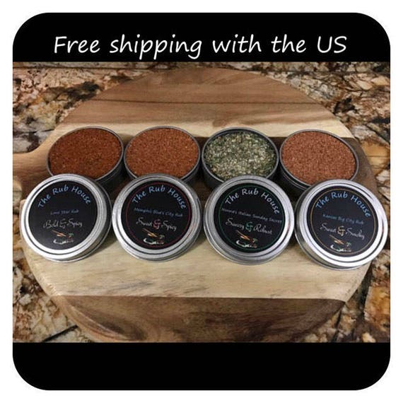 BBQ Rub Kit set of 4 tins grilling spices seasonings