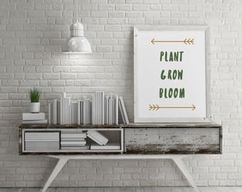 Plant Grow Bloom,Growth Mindset Inspirational Posters, Printable Wall Art, Printable Boho Art, Modern Organic Wall Decor